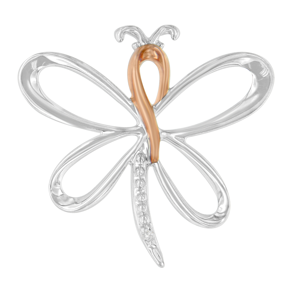 10K Rose Gold over Silver Diamond-Accented Dragonfly Pendant Necklace